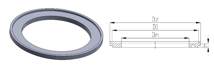 T1R 625 Prstence plastové, vyrovnávací, zámkové - pro poklopy DN 625 betonových šachet - výkres s rozměry