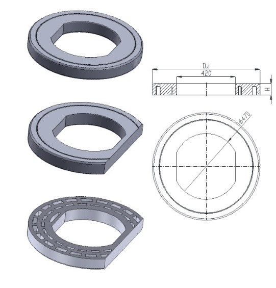 TX 765 420 470 BK Adaptér pro uliční vpusti - pro betonové vpusti DN 500 a DN 600 - výkres s rozměry